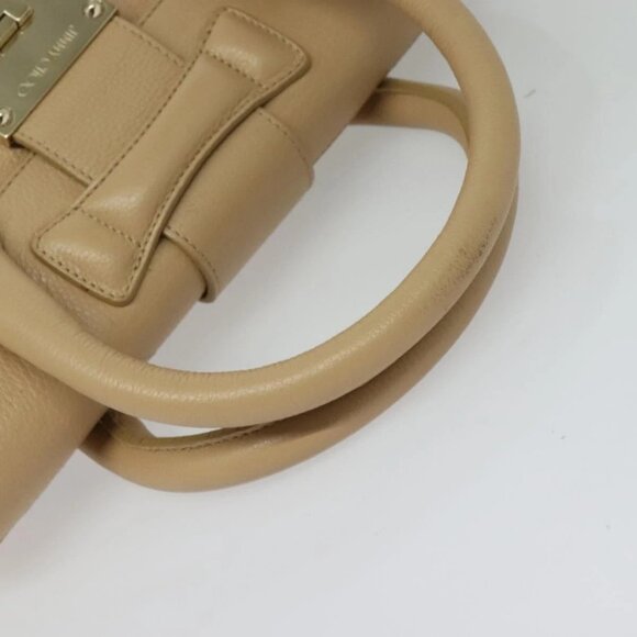 Jimmy Choo Hand Bag Leather Beige Gold Auth bs28764 - Picture 8 of 16